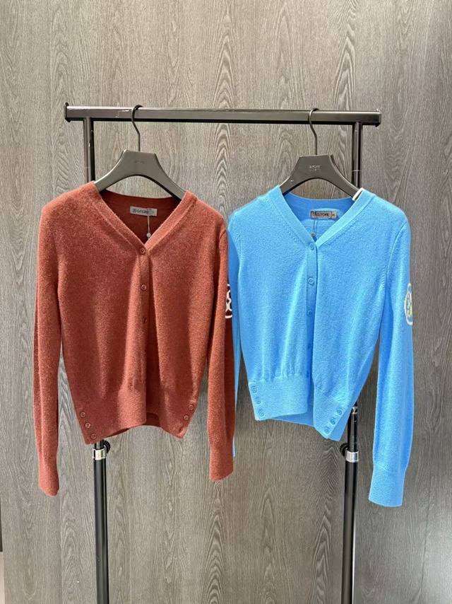 지포어 브이넥 여성 니트 가디건 2칼라