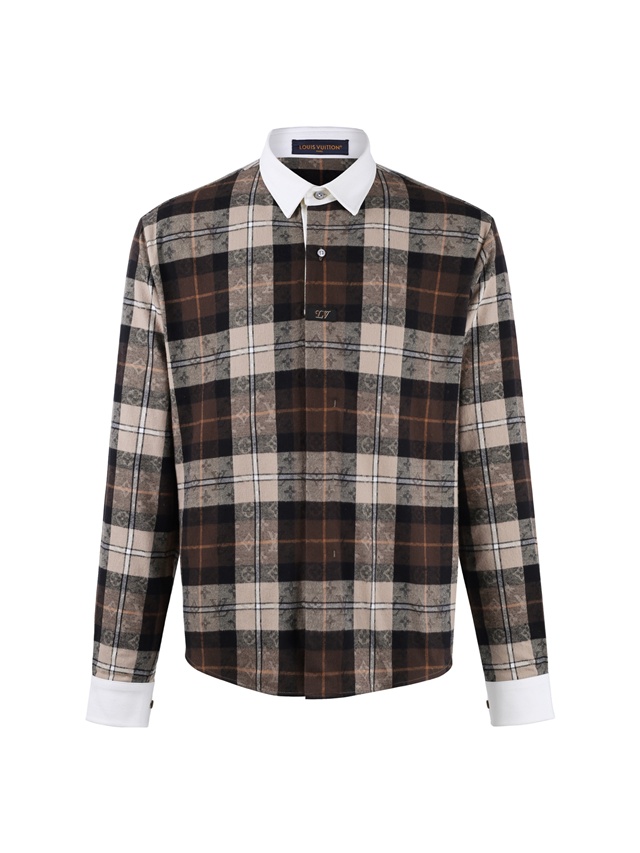 루이비통 모노그램 플란넬 롱 슬리브드 폴로 셔츠 1AIKAL