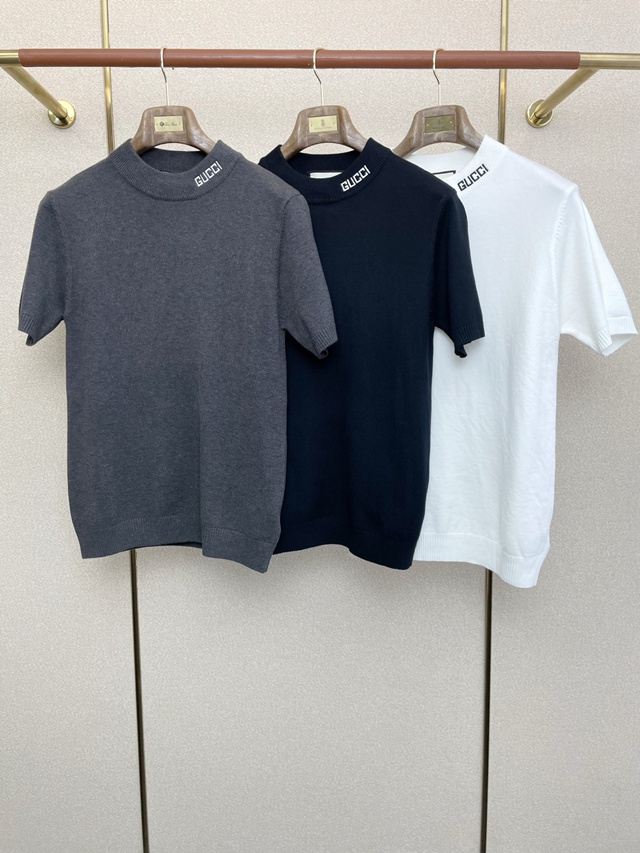 구찌 하이넥 반팔 니트 크루넥 3칼라