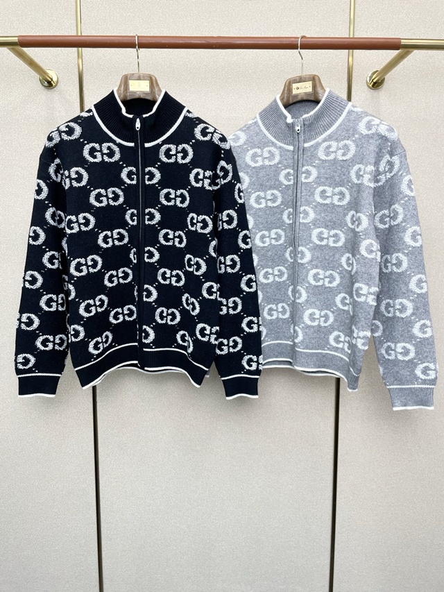 구찌 GG 부클레 스티치 자카드 가디건 814285 2칼라