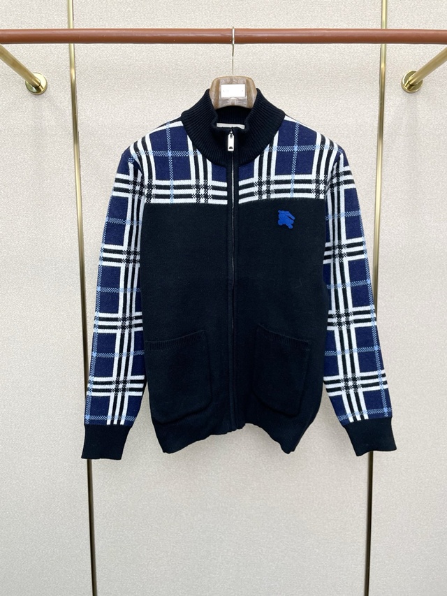 버버리 체크 니트 집업 가디건