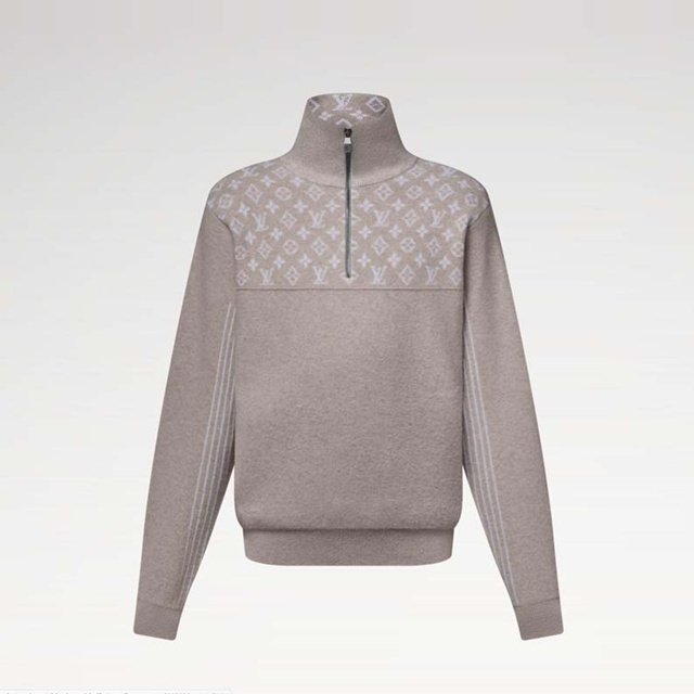 루이비통 리브드 울 하프 지퍼 풀오버 크루넥 니트 스웨터 1AJBWH