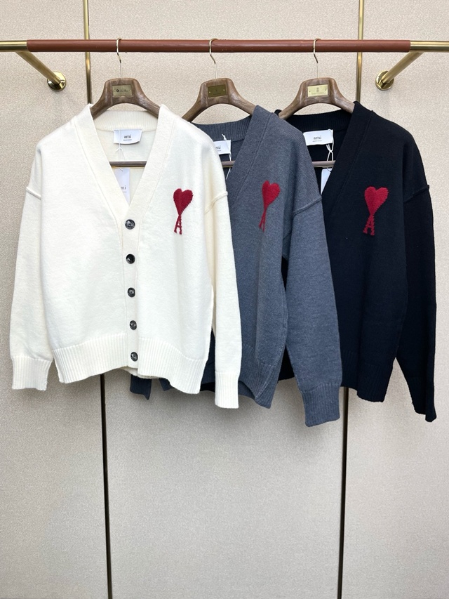 아미리 브이넥 니트 가디건 3칼라