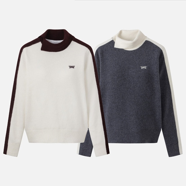 PXG 여성 겨울 윈드프루프 뉴 하이넥 니트 스웨터 2칼라