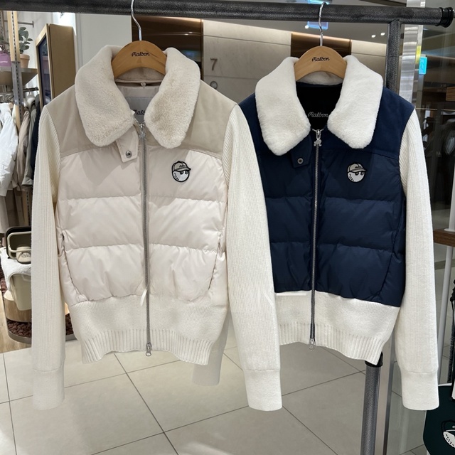 말본 여성 하이브리드 다운 자켓 니트 패딩 2칼라