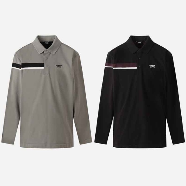 PXG 남성 니트 하이브리드 카라 롱 슬리브 티셔츠 2칼라