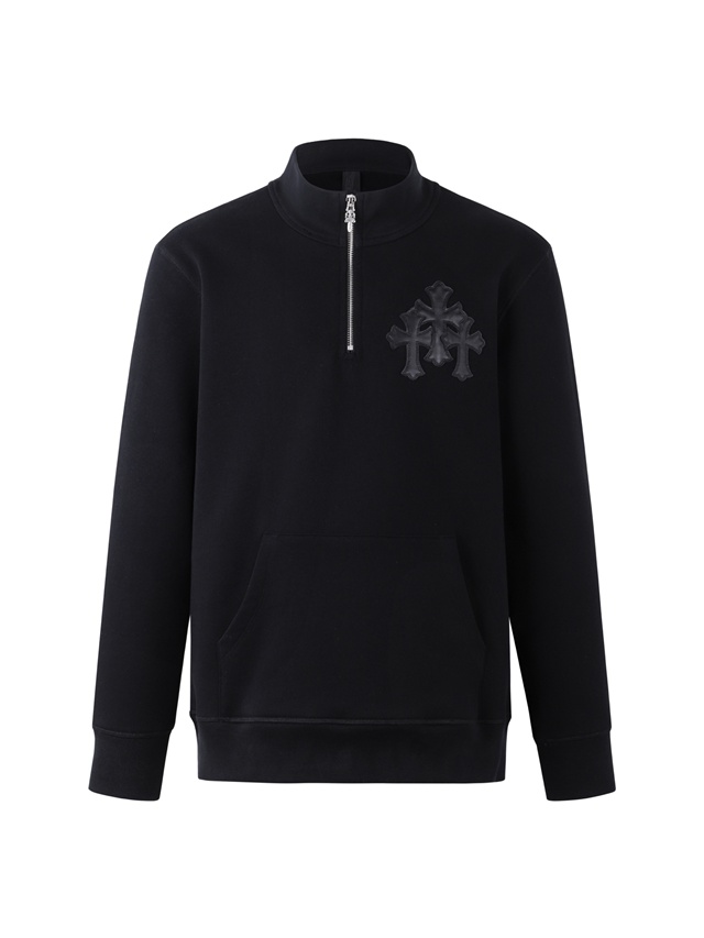 크롬하츠 와펜 크로스 반집업 크루넥 니트 스웨터