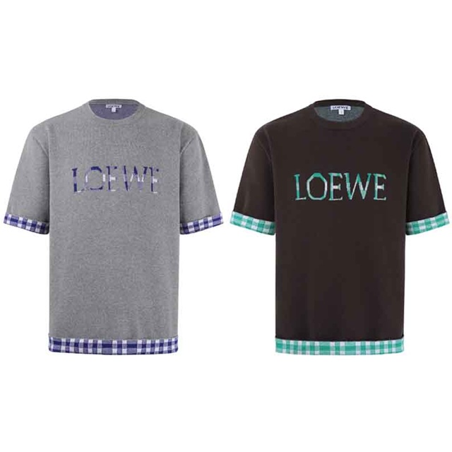 로에베 울 코튼 반팔 니트 스웨터 2칼라