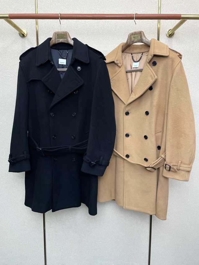 버버리 모직 더블 롱 코트 2칼라