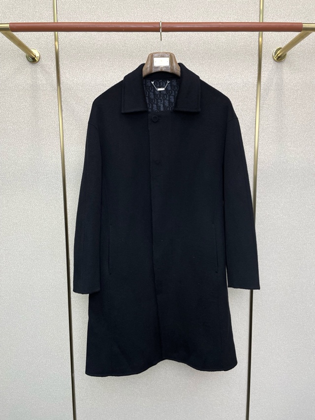 디올 오블리크 모직 롱 코트