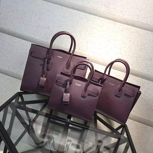 이브생로랑 클래식 스몰 삭 드 주르 백 -  보르도 그레인드 소재