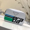 프라다 로고 프린트 가죽 숄더백 1BH093 화이트