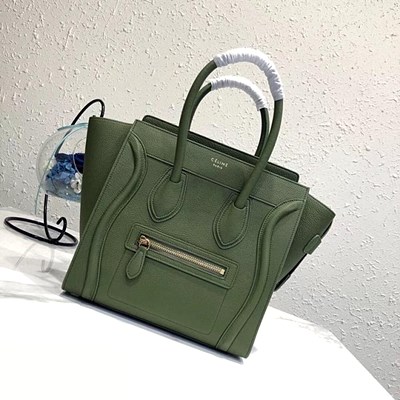 셀린느 189793 카프스킨 마이크로 러기지 핸드 백 올리브