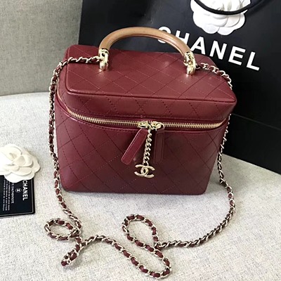 샤넬 A57343  램스킨 베니티 케이스 버건디