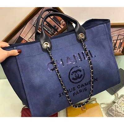 샤넬 A66941 캔버스 시퀸 도빌 토트 미디엄  쇼핑 백 