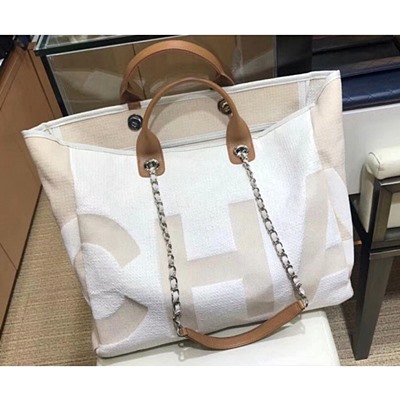 샤넬 A57161 프린트 패브릭 맥시 미디엄  쇼핑 백 
