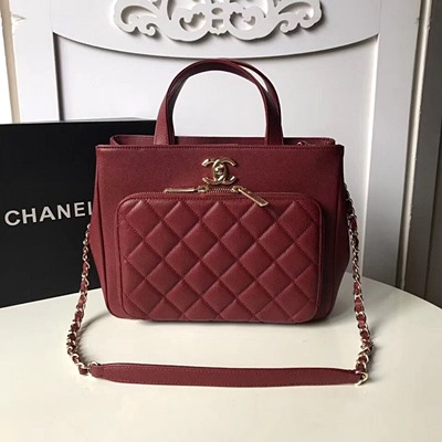 샤넬 A93794 쇼핑 백 그레인드 카프스킨 골드 톤 메탈 