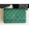 샤넬 펄 캐비어 레더 월릿 온 체인 WOC 백 그린