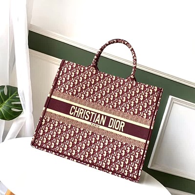 Dior original canvas book tote oblique bag M1286 burgundy