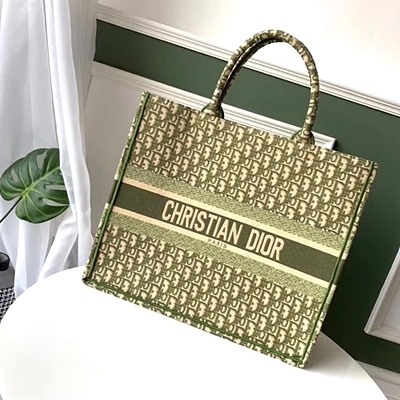 Dior original canvas book tote oblique bag M1286 green