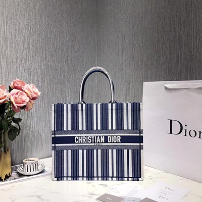 Dior original canvas book tote oblique bag M1286 blue