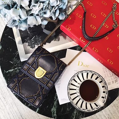 디올  Diorama Vertical Clutch Studded Lambskin 블랙