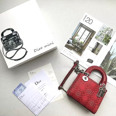디올 스터드 카프스킨 미니 Llady dior 백 M0598