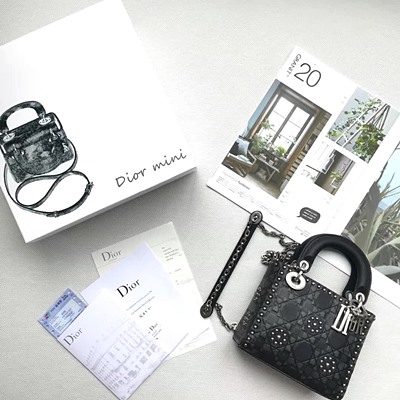 디올 스터드 카프스킨 미니 Llady dior 백 M0598