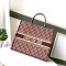 Dior original canvas book tote oblique bag M1286 burgundy