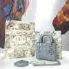 디올 양가죽 LADY DIOR 미니 백 블루/실버