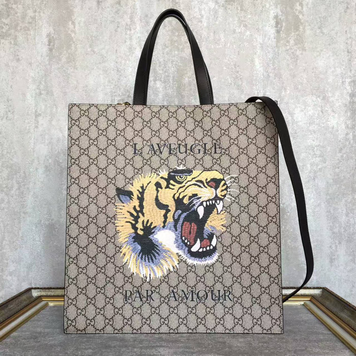[Gucci Bestiary] 타이거 프린트 소프트 GG 수프림 토트백 -450950