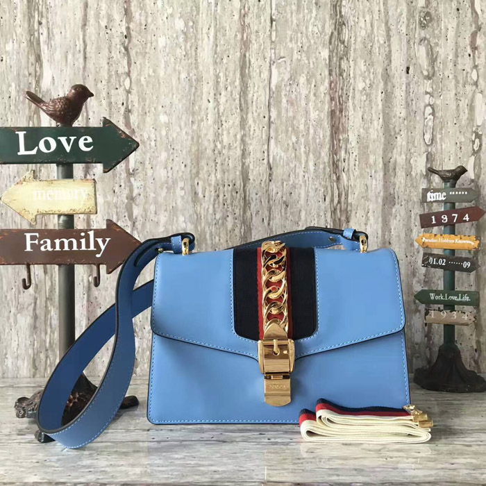 구찌 히비스커스 레드 가죽 Gucci-Sylvie -421882  -블루