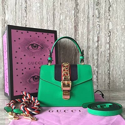 구찌 [Gucci Sylvie] 가죽 미니 숄더백 470270  -그린