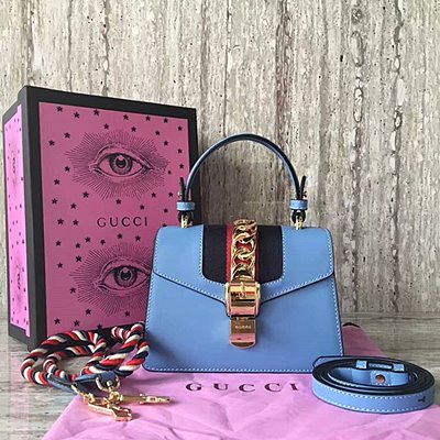 구찌 [Gucci Sylvie] 가죽 미니 숄더백 470270  -블루