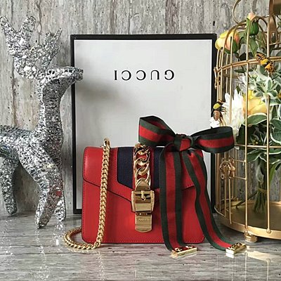 구찌 실비 [Gucci Sylvie] 가죽 미니 체인백 431666  -레드
