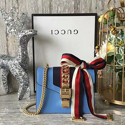 구찌 실비 [Gucci Sylvie] 가죽 미니 체인백 431666  -블루