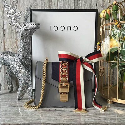구찌 실비 [Gucci Sylvie] 가죽 미니 체인백 431666  -그레이