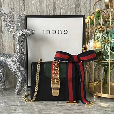 구찌 실비 [Gucci Sylvie] 가죽 미니 체인백 431666  -블랙