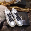 YSL 메탈 실버 화이트 스타패치 스니커즈