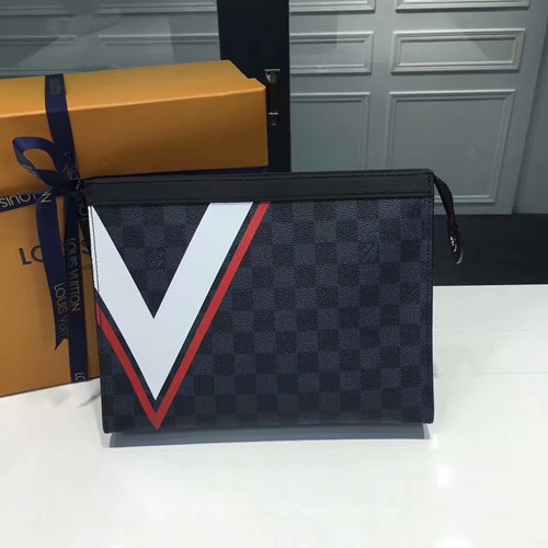 루이비통 포쉐트 보야주 다미에 -화이트 lv 컵 여행 가방 N60049  -네이비