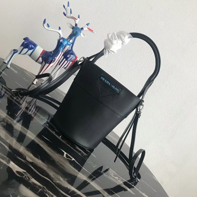 프라다 미니 가죽 버킷백 1BE015 블랙