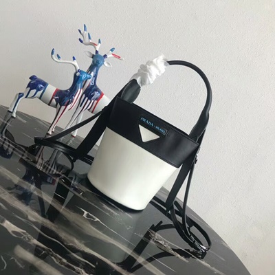 프라다 미니 가죽 버킷백 1BE015 화이트