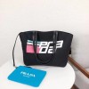 프라다 로고 프린트 캔버스 블랙 라지 토트 백 1BG128
