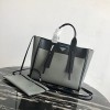 프라다 1BG235 우붸르튀르 라지 가죽 토트 백 그레이