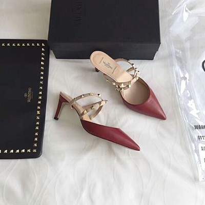 발렌티노 락스터드 여성 샌들  7CM/버건디