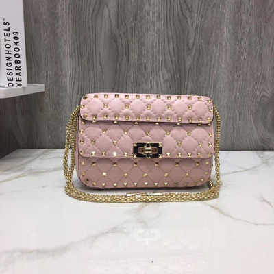발렌티노 락스터드 스몰 가죽 숄더 백 77562 pink