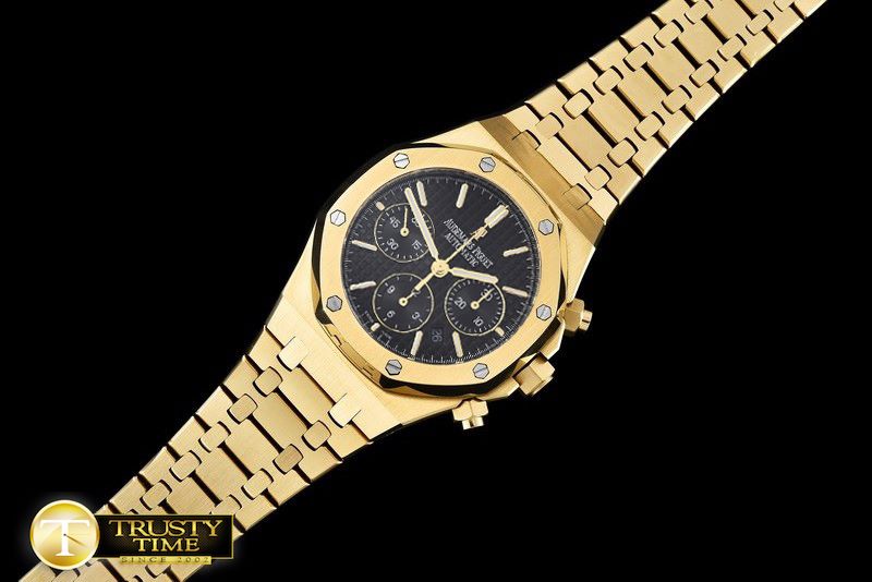 오데마피게 Royal Oak Chronograph Ref 26320 YG/YG Black A7750 -AP0358B