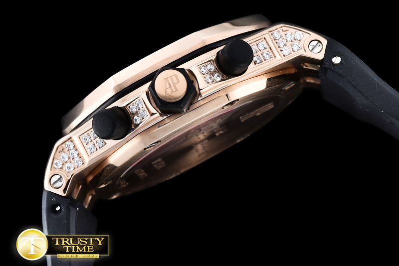 오데마피게 Royal Oak Ladies Chrono RG/RU Wht Diam Diam Bez VK64 -AP0369C