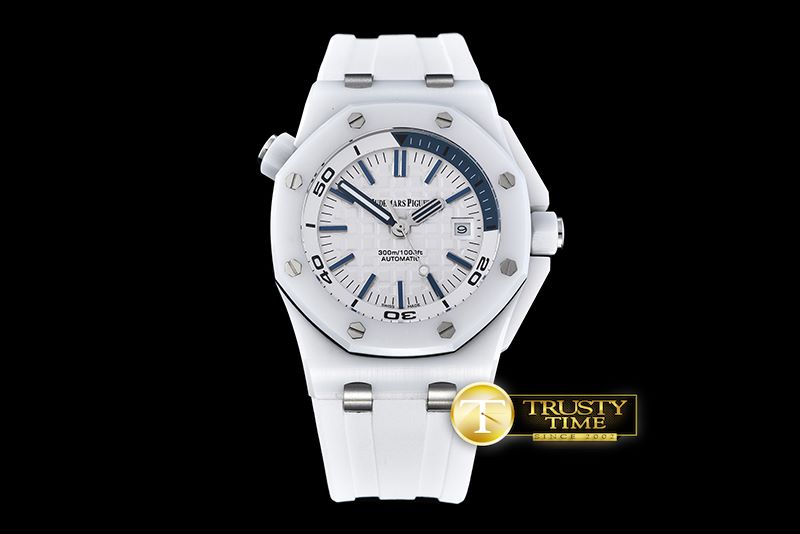 오데마피게 Royal Oak Diver CER/RU White/Blue JHF A2813 Mod3120 -AP0378F