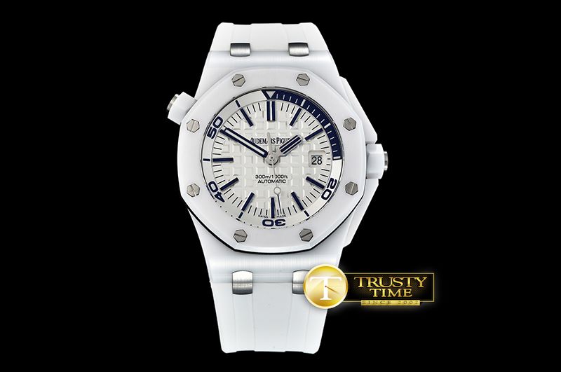 오데마피게 Royal Oak Diver 15707 CER/RU White XF Asia 2836 Mod -AP0491